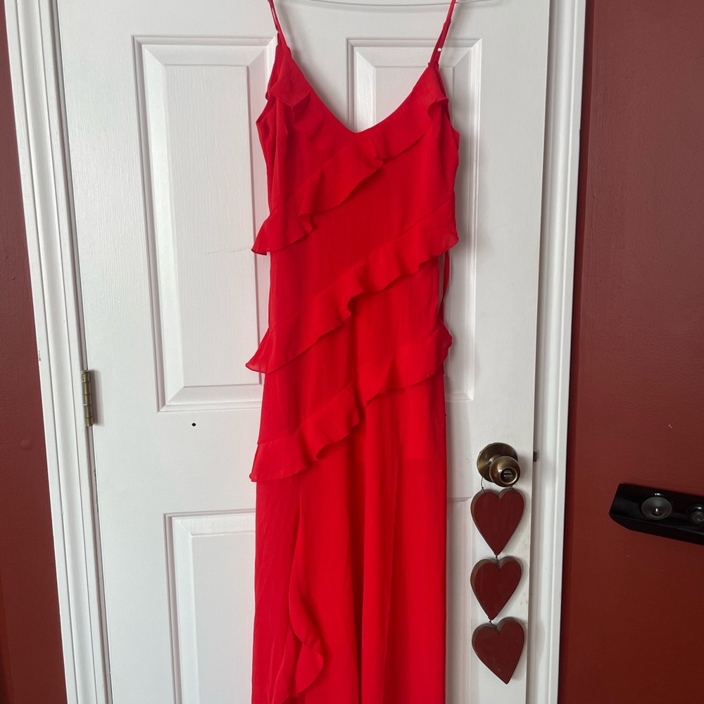 New Look Red Ruched Asymmetrical Sundress